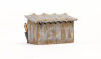 Woodland Scenics BR4946 Tin Shack, N scale, rear view.