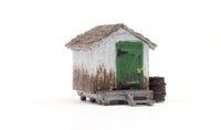 Woodland Scenics BR4948 Wood Shack, N scale, front view.