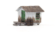 Woodland Scenics BR4948 Wood Shack, N scale, side view.