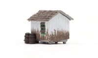 Woodland Scenics BR4948 Wood Shack, N scale, rear view.
