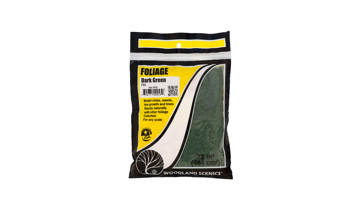 Woodland Scenics F53 Dark Green Foliage retail package