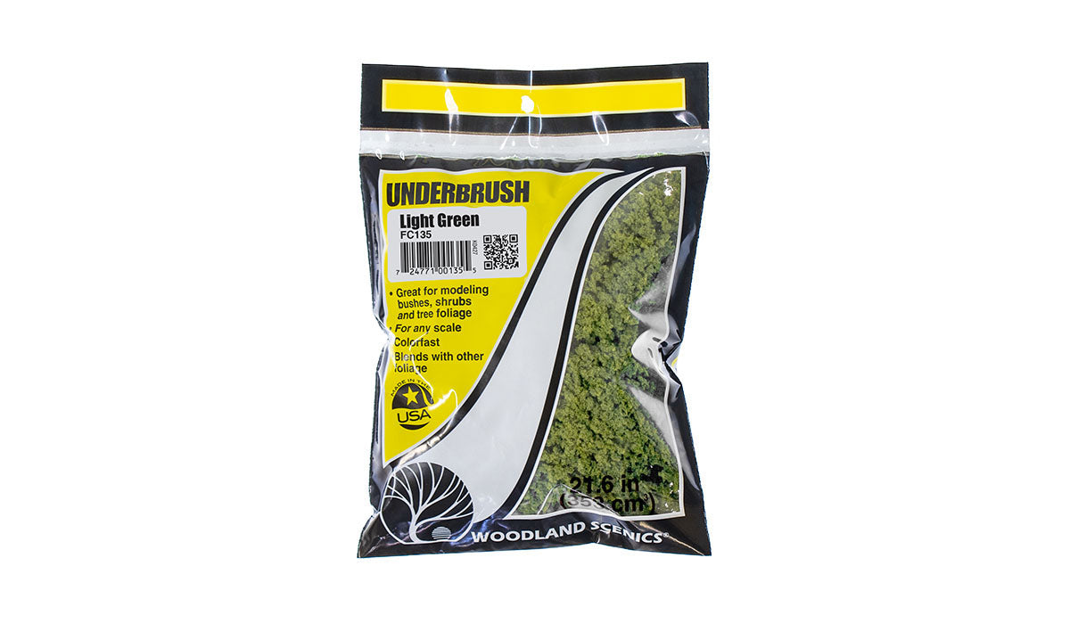 Woodland Scenics FC135 Light Green Underbrush, retail bag.