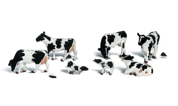 Woodland Scenics A2724 O scale Holstein Cows, painted miniature set.