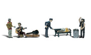 Woodland Scenics A2749 O scale Park Bums, painted miniature figures and accessories.