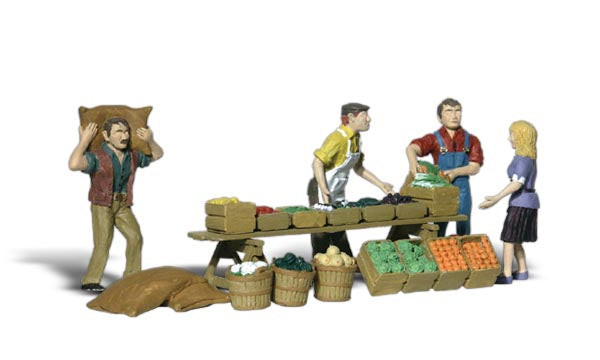 Woodland Scenics A2750 O scale Farmers Market, painted miniature set.