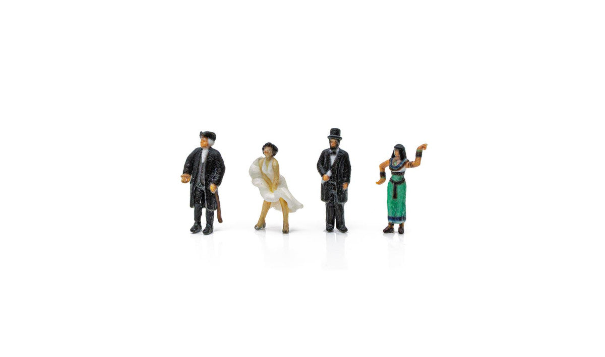 Woodland Scenics A2871 N scale Historical Figures, four painted miniature figures.