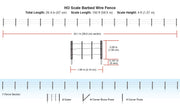 Manufacturer dimension illustration for Woodland Scenics A2980 HO scale Barbed Wire Fence, 26.4 inches total length.