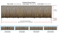Manufacturer dimension illustration for Woodland Scenics A2995 N scale Privacy Fence, 14.4 inches total fence length.