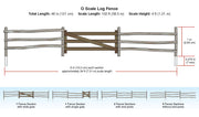 Manufacturer dimension illustration for Woodland Scenics A3001 O scale Log Fence, 48 inches total fence length.