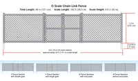 Manufacturer dimension illustration for Woodland Scenics A3003 O scale Chain Link Fence, 48 inches total fence length.