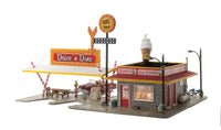 Woodland Scenics BR4929 N scale Drive 'n Dine built-up restaurant, opposite side view.