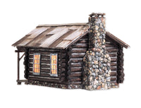 Woodland Scenics BR4961 Cozy Cabin N scale built-up building, rear chimney view.