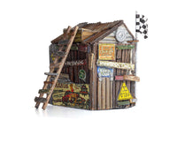 Woodland Scenics BR4962 Kids Clubhouse N scale built-up building, rear view with ladder.