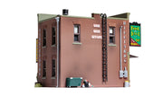 Woodland Scenics BR5024 Corner Emporium HO scale built-up building, rear and side brickwork view.