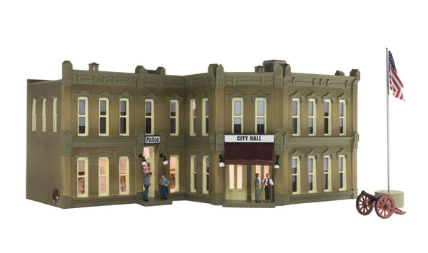 Woodland Scenics BR5030 HO scale Municipal Building front view with City Hall and Police entrances