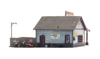 Woodland Scenics BR5048 Ethyl's Gas & Service HO scale Built-&-Ready model, rear view with service door and exterior details.