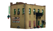 Woodland Scenics BR5053 Dugan's Paint Store HO scale Built-&-Ready building, rear and side view with paint advertising and fire escape.
