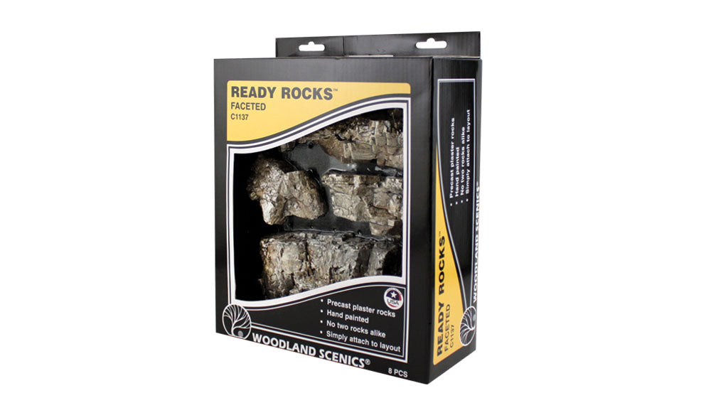 Woodland Scenics C1137 Faceted Ready Rocks, manufacturer packaging.
