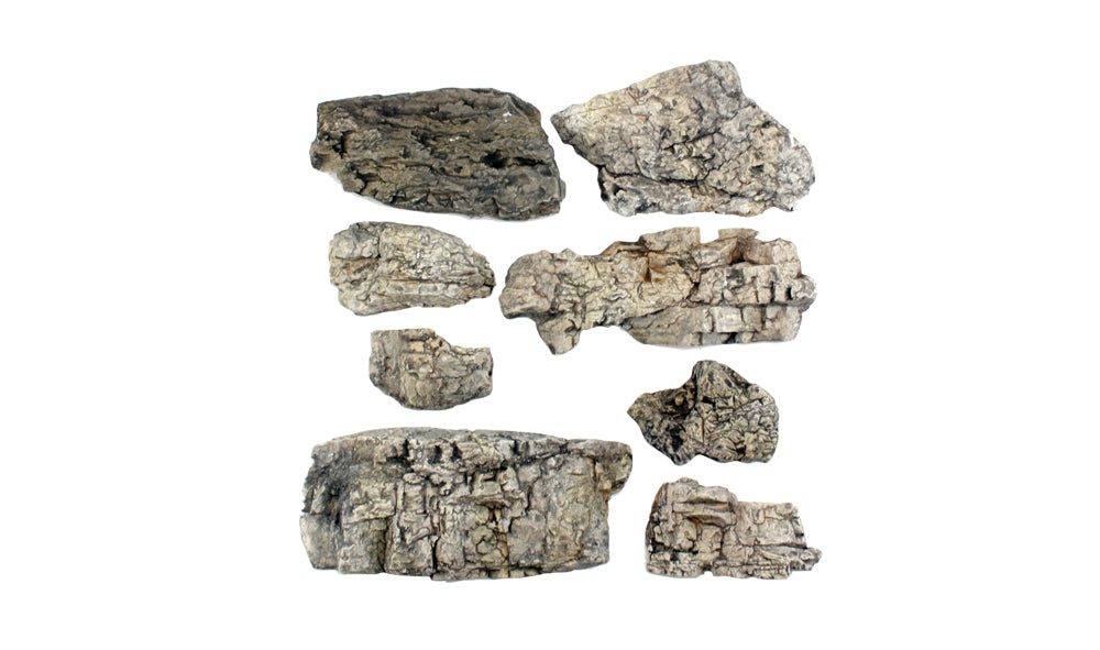 Woodland Scenics C1137 Faceted Ready Rocks, individual pre-painted rock pieces.