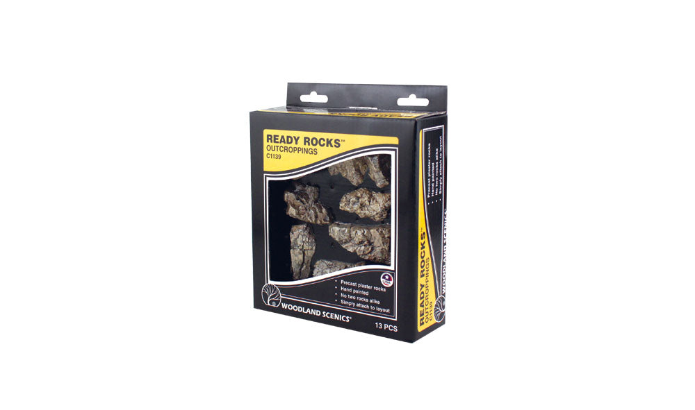 Woodland Scenics C1139 Outcropping Ready Rocks, manufacturer packaging.