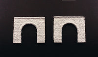 Woodland Scenics C1155 N scale random stone single-track tunnel portals, pair of unpainted portal castings.
