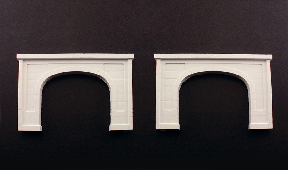 Woodland Scenics C1156 pair of unpainted concrete double-track tunnel portals.