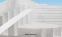 Woodland Scenics C1176 Modeling Sheets terrain construction example; assembled structure shown for inspiration.