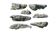 Painted casting examples made with Woodland Scenics C1233 Embankments Rock Mold; casting materials and paint sold separately