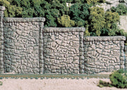 Woodland Scenics C1261 HO scale random-stone retaining walls, painted and arranged layout example; track and scenery are not included.