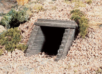 Woodland Scenics C1265 HO scale timber culvert, assembled and painted layout example; surrounding scenery is not included.