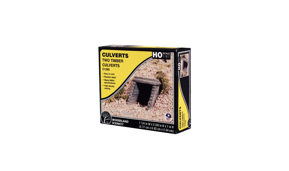 Woodland Scenics C1265 HO scale timber culverts, retail package.