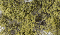 Woodland Scenics F1133 Olive Green Fine-Leaf Foliage, close-up of foliage color and fine branching texture.
