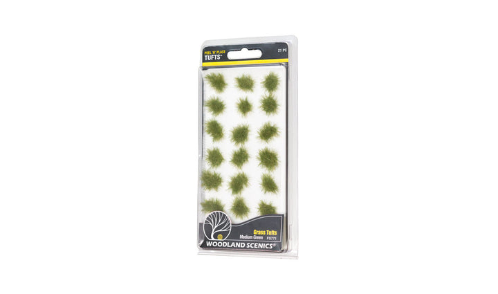 Woodland Scenics FS771 Medium Green Grass Tufts, 21-piece manufacturer package.