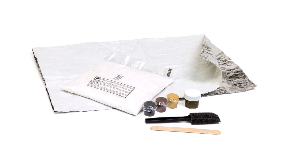 Woodland Scenics LK957 Shaper Sheet Learning Kit contents with terrain sheet, plaster, colors and applicators