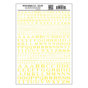 Woodland Scenics MG705 Roman Railroad Yellow dry transfer lettering sheet.