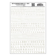 Woodland Scenics MG719 Condensed Roman Railroad White dry transfer lettering sheet.