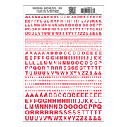 Woodland Scenics MG723 Gothic Railroad Red dry transfer lettering sheet.