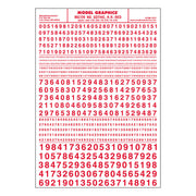 Woodland Scenics MG729 Gothic Railroad Red numbers dry transfer sheet.