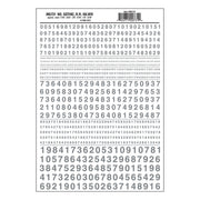 Woodland Scenics MG731 Gothic Railroad Silver numbers dry transfer sheet.