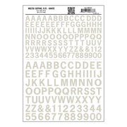 Woodland Scenics MG733 Gothic Railroad White dry transfer lettering sheet.