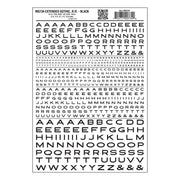 Woodland Scenics MG734 Extended Gothic Railroad Black dry transfer lettering sheet.