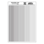 Woodland Scenics MG759 Black Stripes dry-transfer decal sheet, manufacturer sheet design.