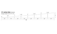 Woodland Scenics ST1410 2% Incline/Decline Set, eight-piece elevation diagram showing a 4-inch rise over 16 feet.