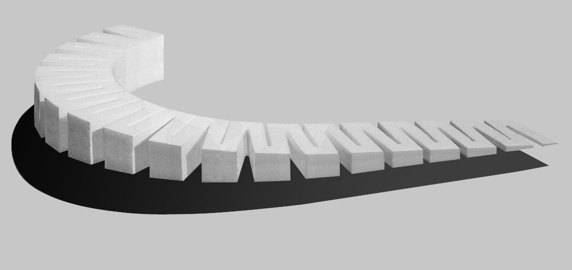 Woodland Scenics ST1413 4% Incline/Decline Starters, single foam starter section curved to demonstrate flexibility.