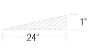 Woodland Scenics ST1413 4% Incline/Decline Starters, 24-inch length and 1-inch rise diagram.