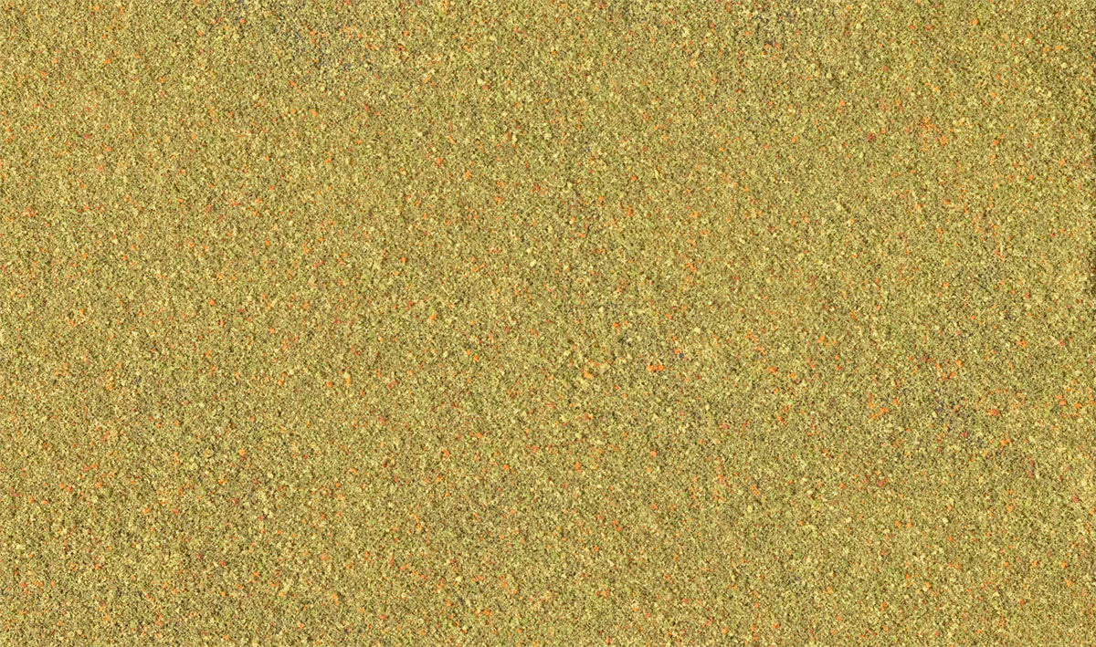 Woodland Scenics T1350 Earth Blend Blended Turf — manufacturer color and texture close-up.