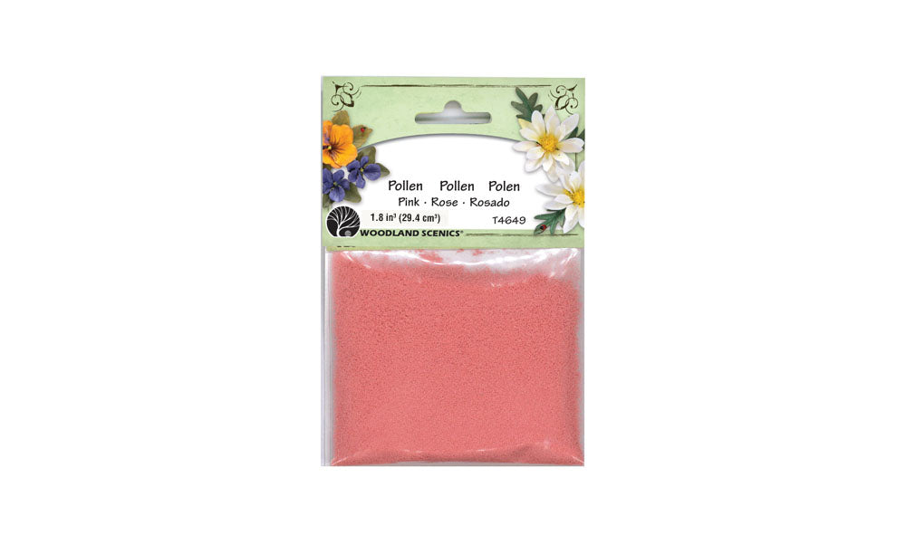 Woodland Scenics T4649 Pink Pollen modelling material, retail package.