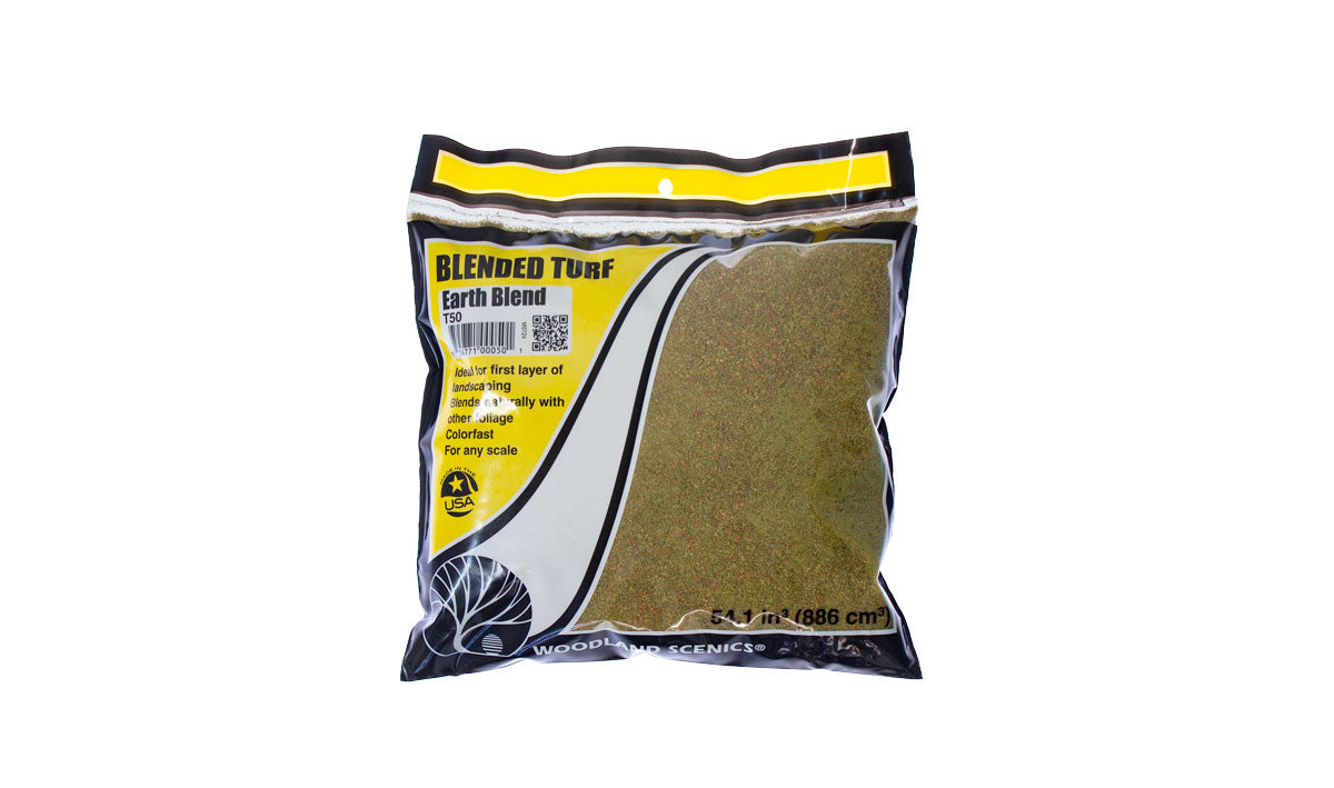 Woodland Scenics T50 Earth Blend Blended Turf, retail bag.