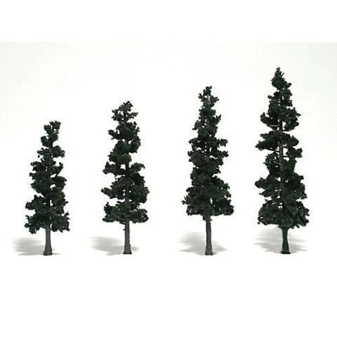 Woodland Scenics TR1561 Ready Made Conifer Green Trees, four trees