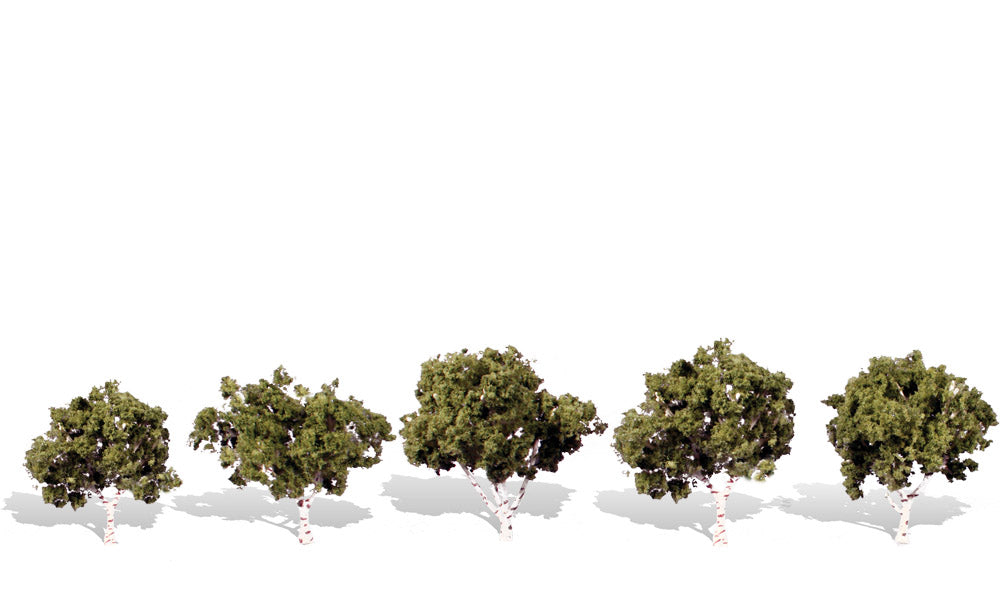 Woodland Scenics TR3532 Waters Edge, set of five model trees.
